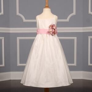 Us Angels 276L Ivory an Pink Flower Girl Dress